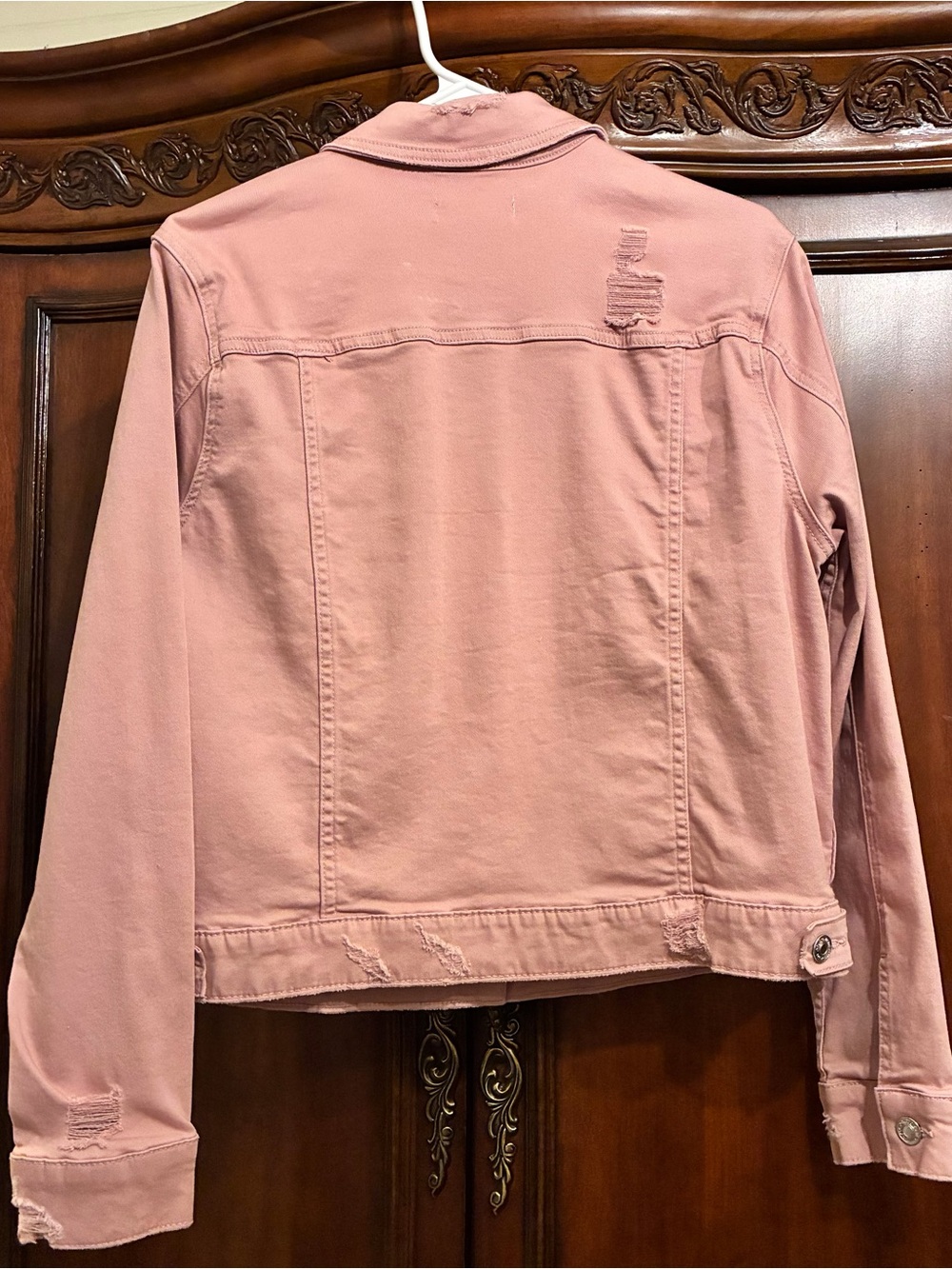 🌿🌸 Studio Blue Stitch Fix Dusty Rose Pink Distressed Denim Jacket NWOT 🌸🌿 - Picture 3 of 6